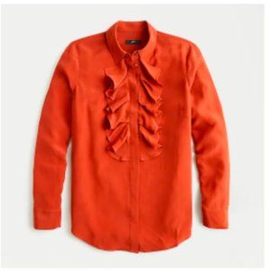 NWT!! J.Crew Collection Ruffle-front Blouse In dark Cinnamon Color Size 4
